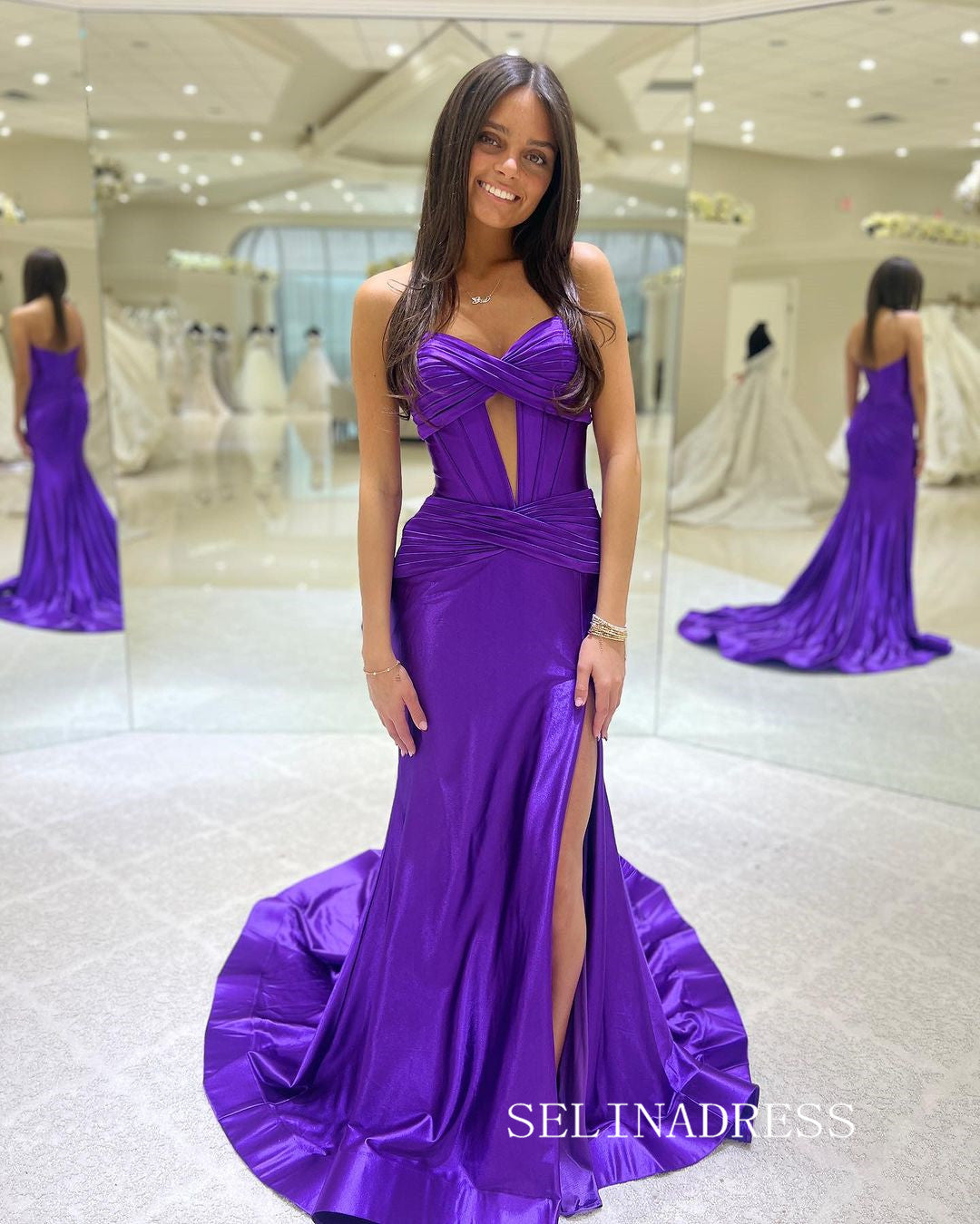 Chic Mermaid Sweetheart Long Prom Dresses Cheap Elegant Evening Dress