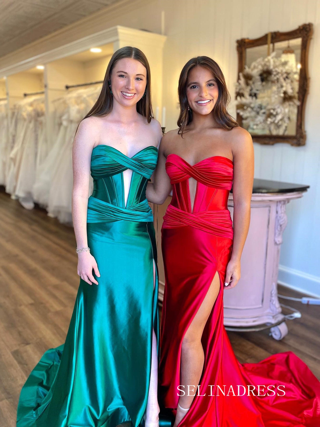 Chic Mermaid Sweetheart Long Prom Dresses Cheap Elegant Evening Dress
