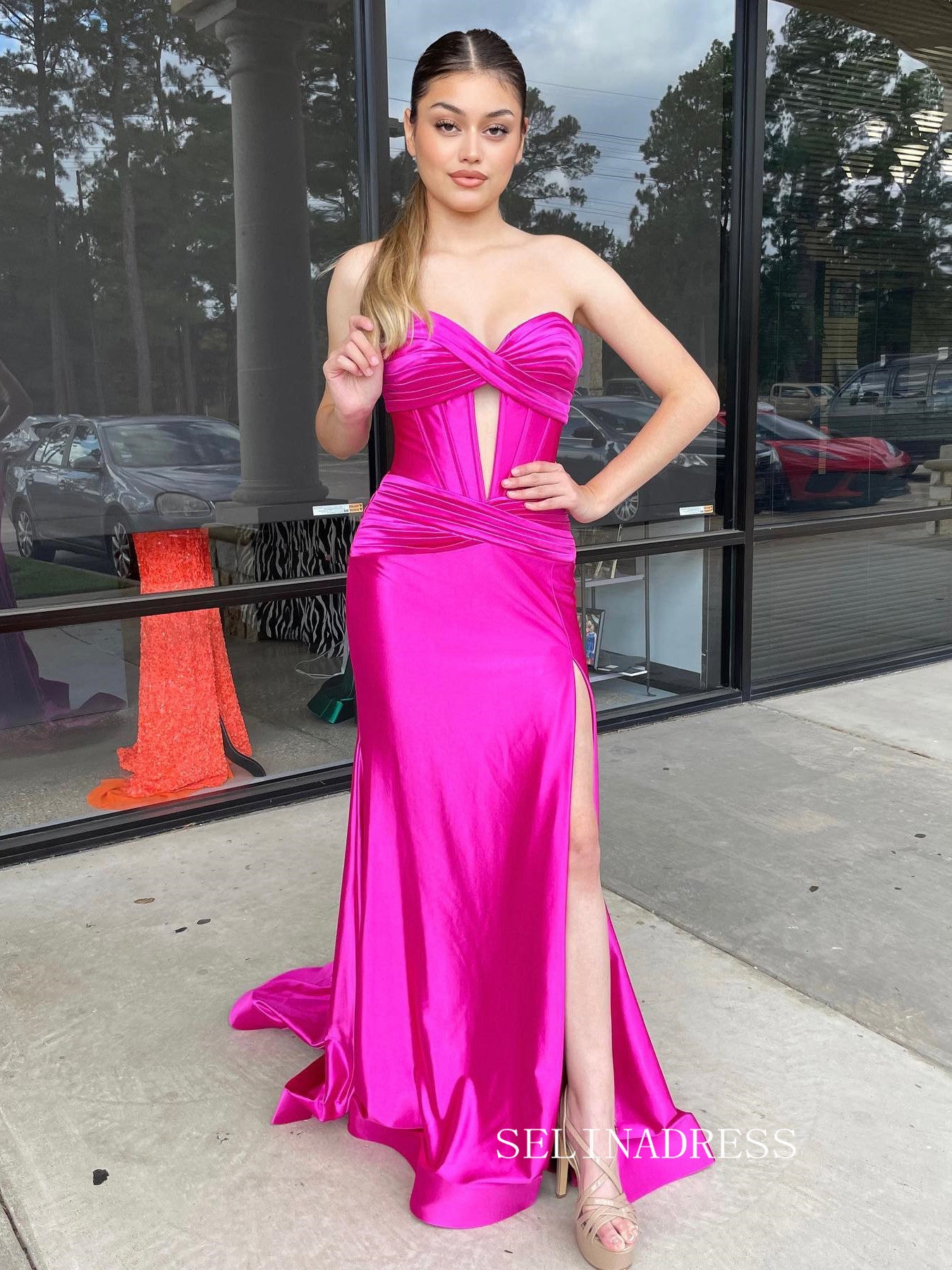 Chic Mermaid Sweetheart Long Prom Dresses Cheap Elegant Evening Dress