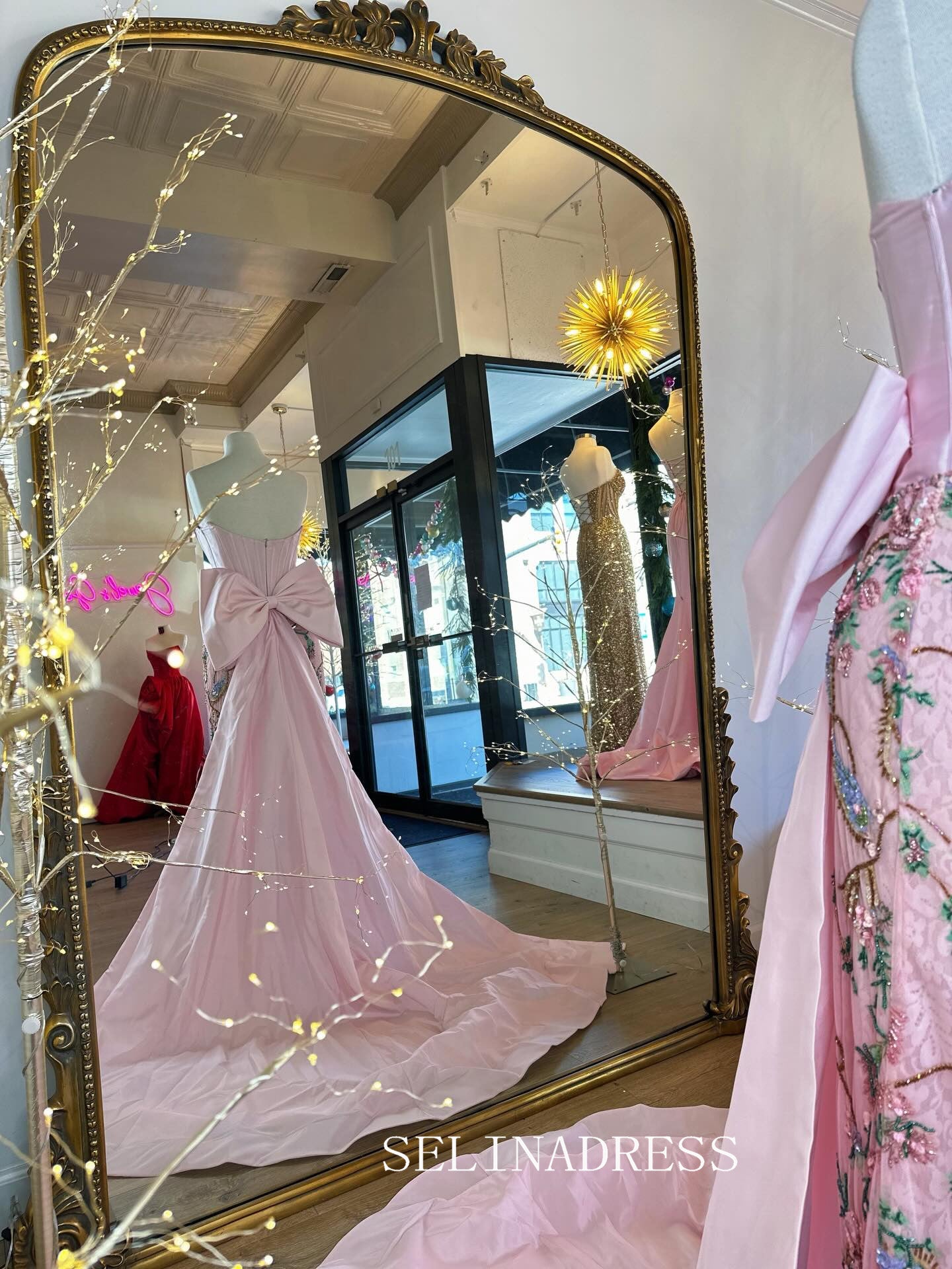 Sheath/Column Pink Prom Dresses With Oversized Bow Elegant Evening Dresses SEA302|Seinadress