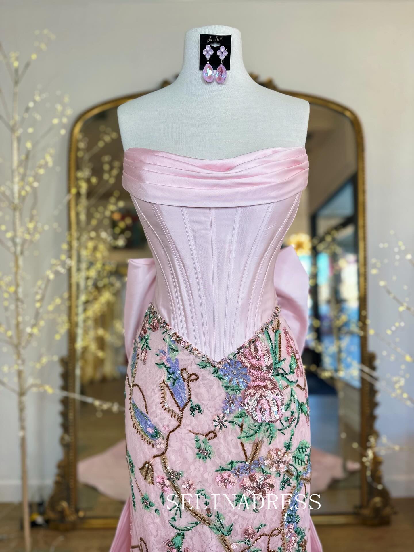 Sheath/Column Pink Prom Dresses With Oversized Bow Elegant Evening Dresses SEA302|Seinadress