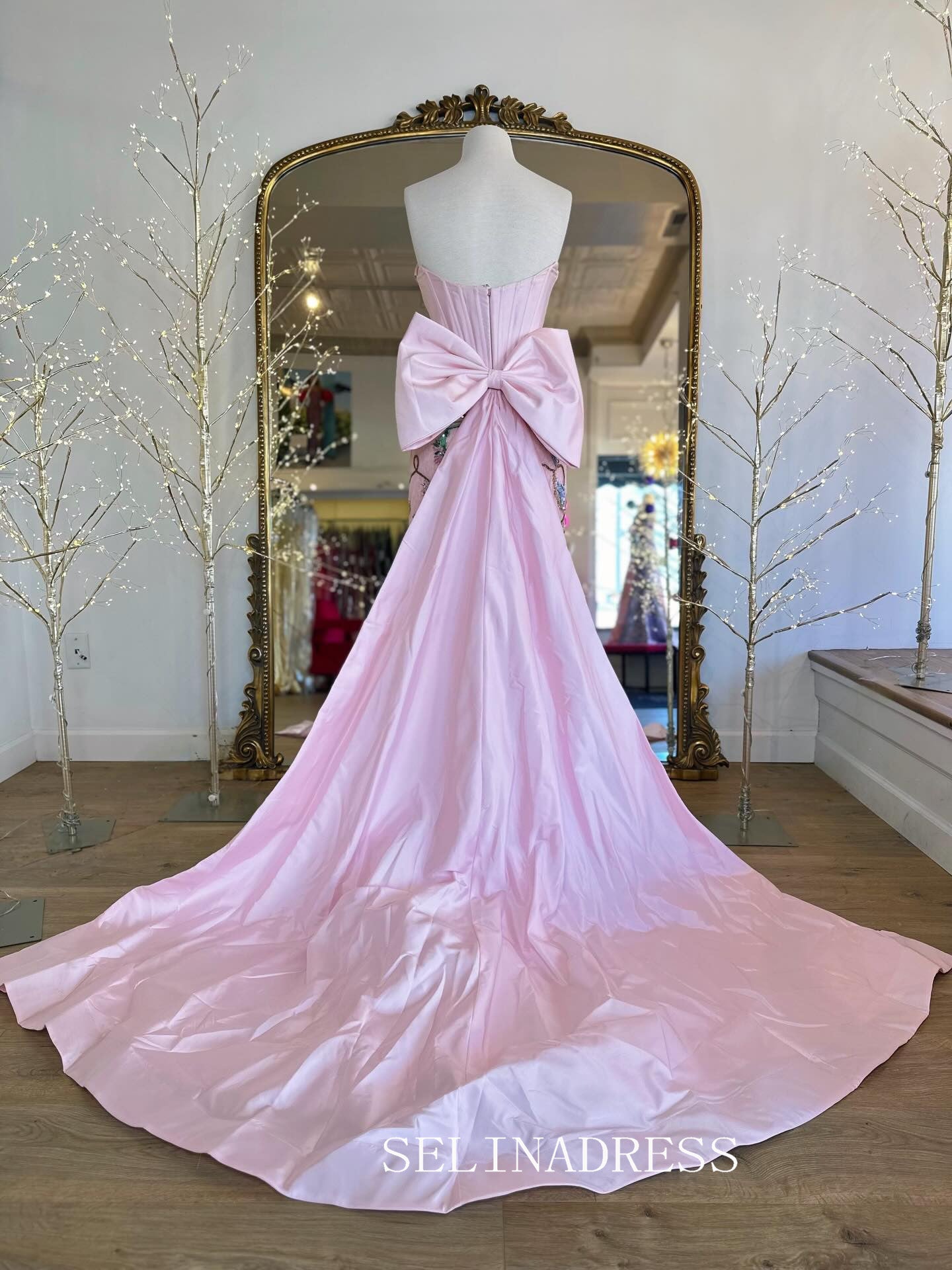Sheath/Column Pink Prom Dresses With Oversized Bow Elegant Evening Dresses SEA302|Seinadress