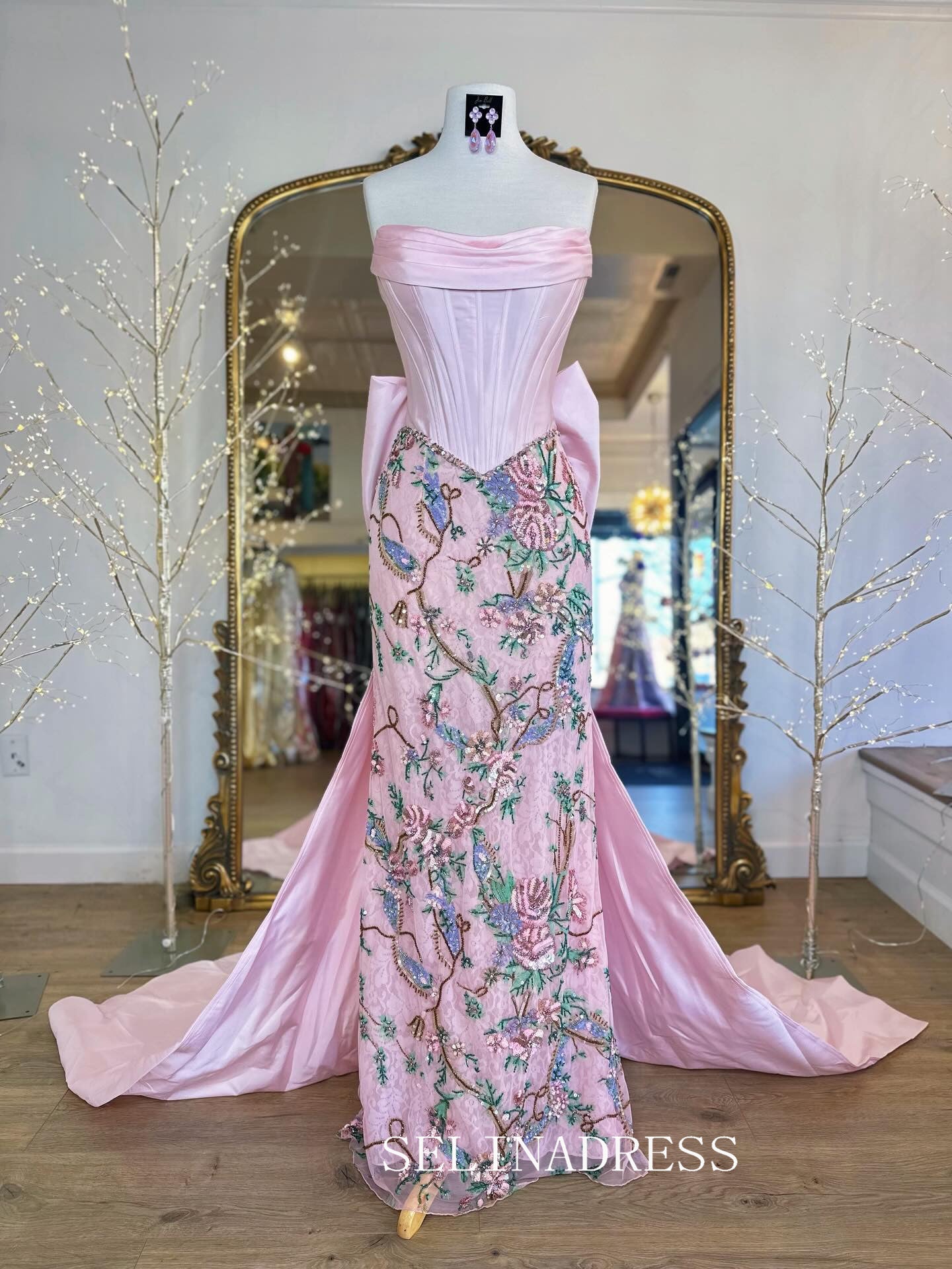 Sheath/Column Pink Prom Dresses With Oversized Bow Elegant Evening Dresses SEA302|Seinadress