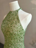 Sheath/Column Sage Short Prom Dress Elegant Glitter Sequins Homecoming Dresses #lko019