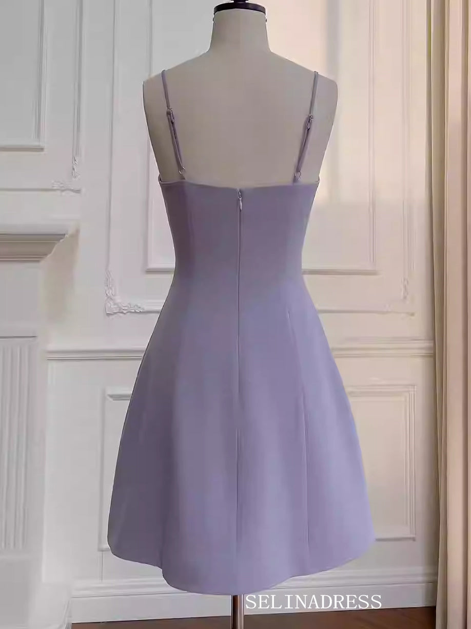 Sheath/Column Spaghetti Straps Cute Lilac Short Prom Dress Elegant Hom SELINADRESS Sheath/Column Spaghetti Straps Cute Lilac Short Prom Dress Elegant Hom SELINADRESS
