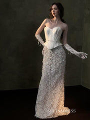 Sheath/Column Sweetheart Lace Beaded Long Prom Dresses Evening Dresses YY001|Selinadress