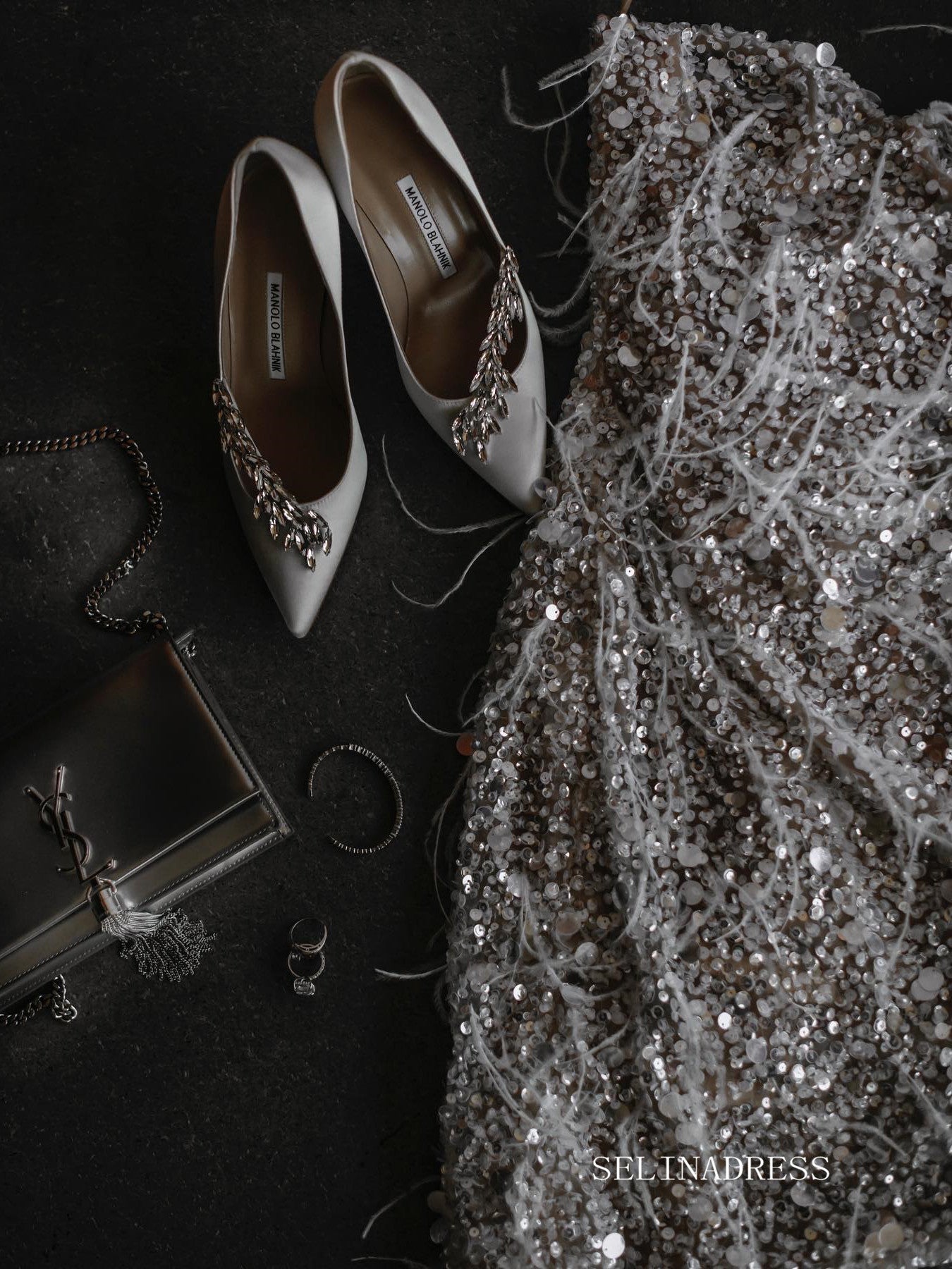 silver short wedding dresses Silver Sequin Cocktail Bridal Dress