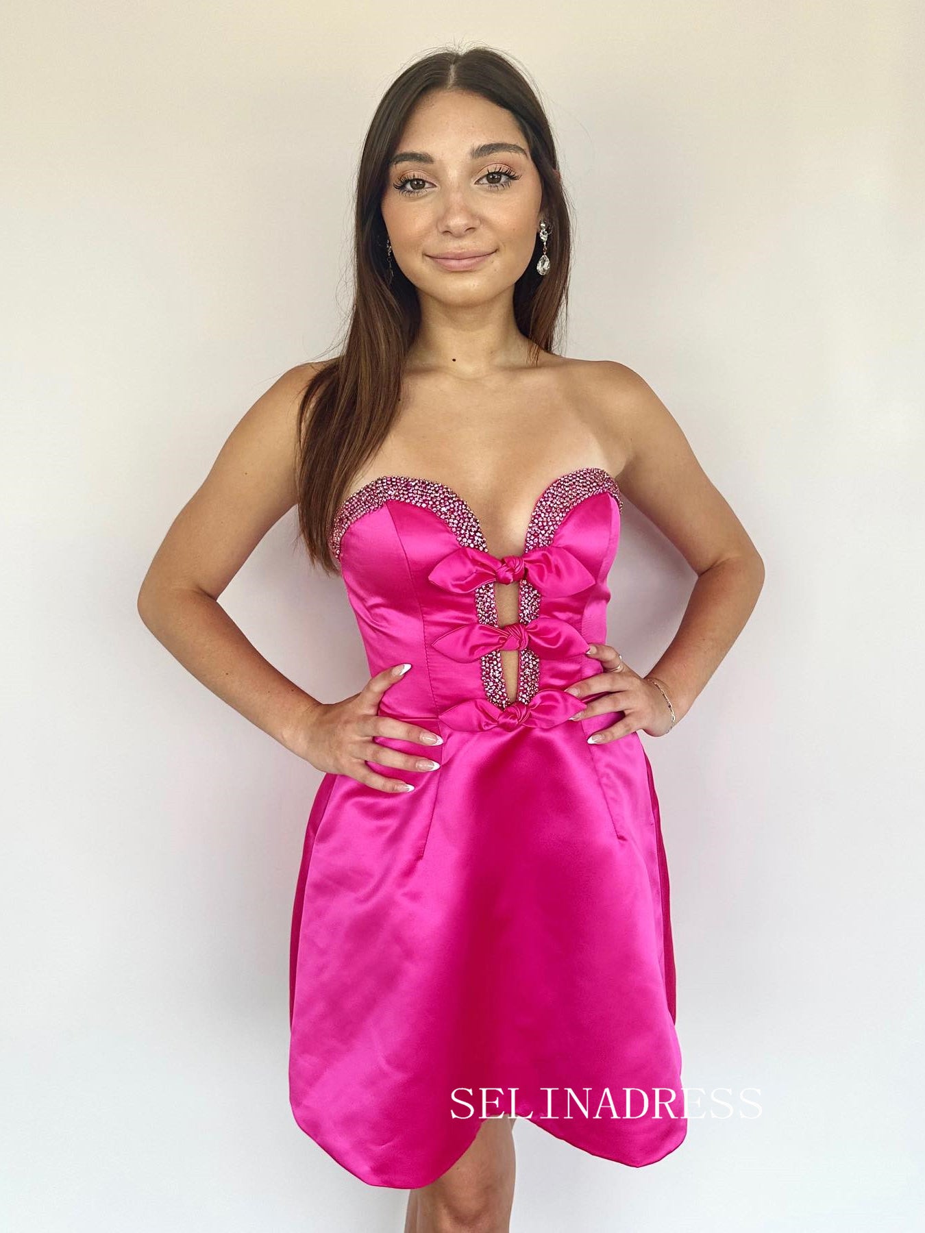 Sheath/Column Sweetheart Short Prom Dress Hot Pink Homecoming Dresses SELINADRESS Sheath/Column Sweetheart Short Prom Dress Hot Pink Homecoming Dresses SELINADRESS