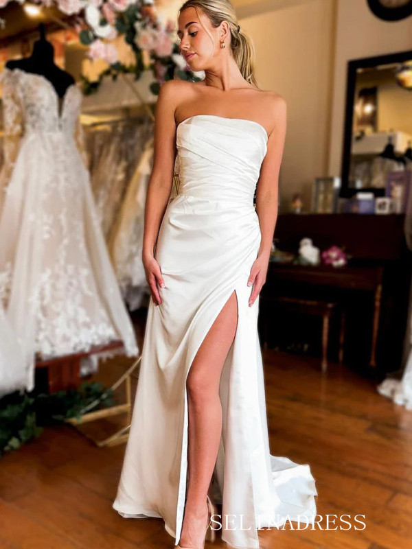 column bridal dress Sheath & Wedding Styles Grace Loves Lace US Satin Silhouette Unique Beads Column Boho Wedding