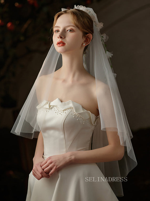 Single Layer Floral Bowknot Wedding Veils ALC024|Selinadress