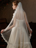 Single Layer French Appliqued Wedding Veils ALC023|Selinadress