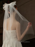 Single Layer Pearl Bow Wedding Veils ALC025|Selinadress