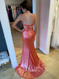 Spaghetti Straps Mermaid Sequins Prom Dress Evening Dress sew1044|Selinadress