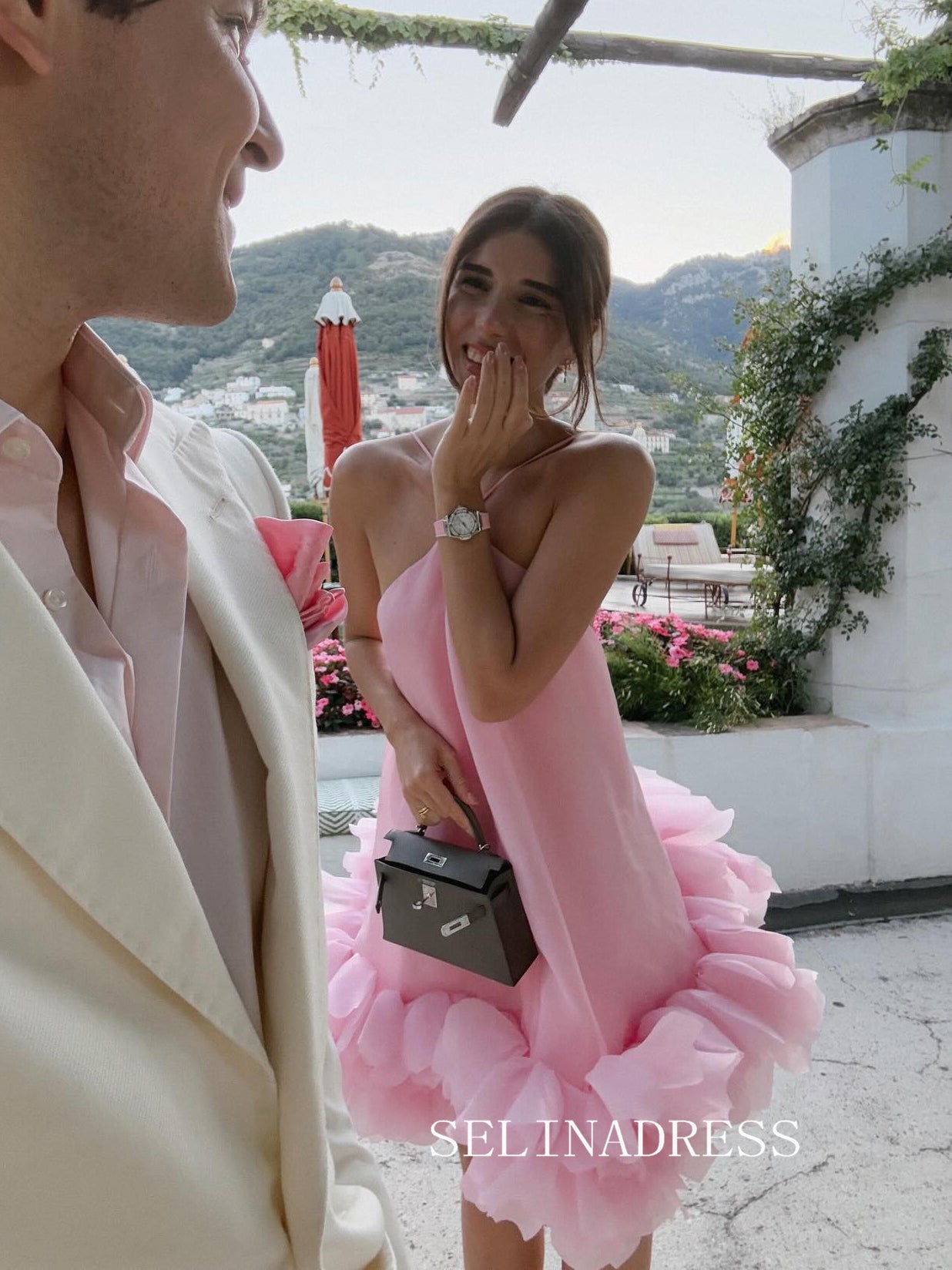 Spaghetti Straps Pink Cute Short Party Dress Formal Dresses SEA304 SELINADRESS Spaghetti Straps Pink Cute Short Party Dress Formal Dresses SEA304 SELINADRESS