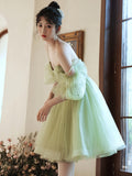 Spaghetti Straps Sage Short Prom Dress Elegant Homecoming Dresses #lko018|Selinadress