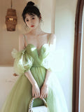 Spaghetti Straps Sage Short Prom Dress Elegant Homecoming Dresses #lko018|Selinadress