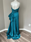 Spaghetti Straps Tea Prom Gown Cut Out Side Bow Gown lpk933|Selinadress