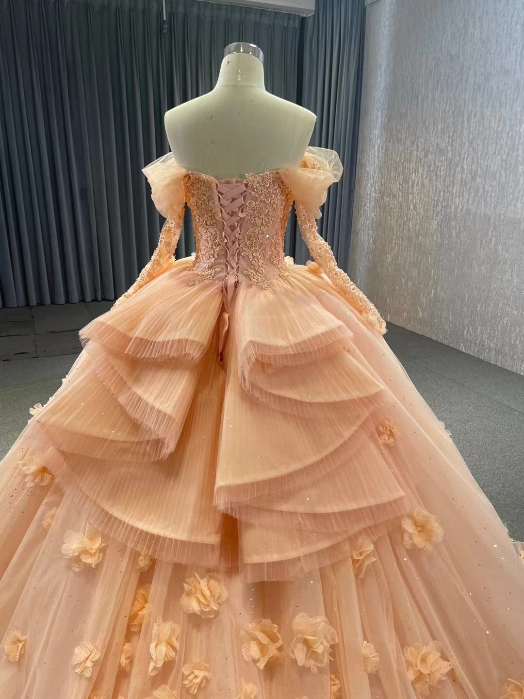 Beautiful Flower Ball Gowns Off-the-shoulder Sweet 16 Ball Gown Quince SELINADRESS Beautiful Flower Ball Gowns Off-the-shoulder Sweet 16 Ball Gown Quince SELINADRESS