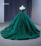 Sparkly Green Ball Gowns Off-the-shoulder Sweet 16 Ball Gown Tiered Quinceanera Dress 231051|Selinadress