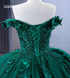 Sparkly Green Ball Gowns Off-the-shoulder Sweet 16 Ball Gown Tiered Quinceanera Dress 231051|Selinadress