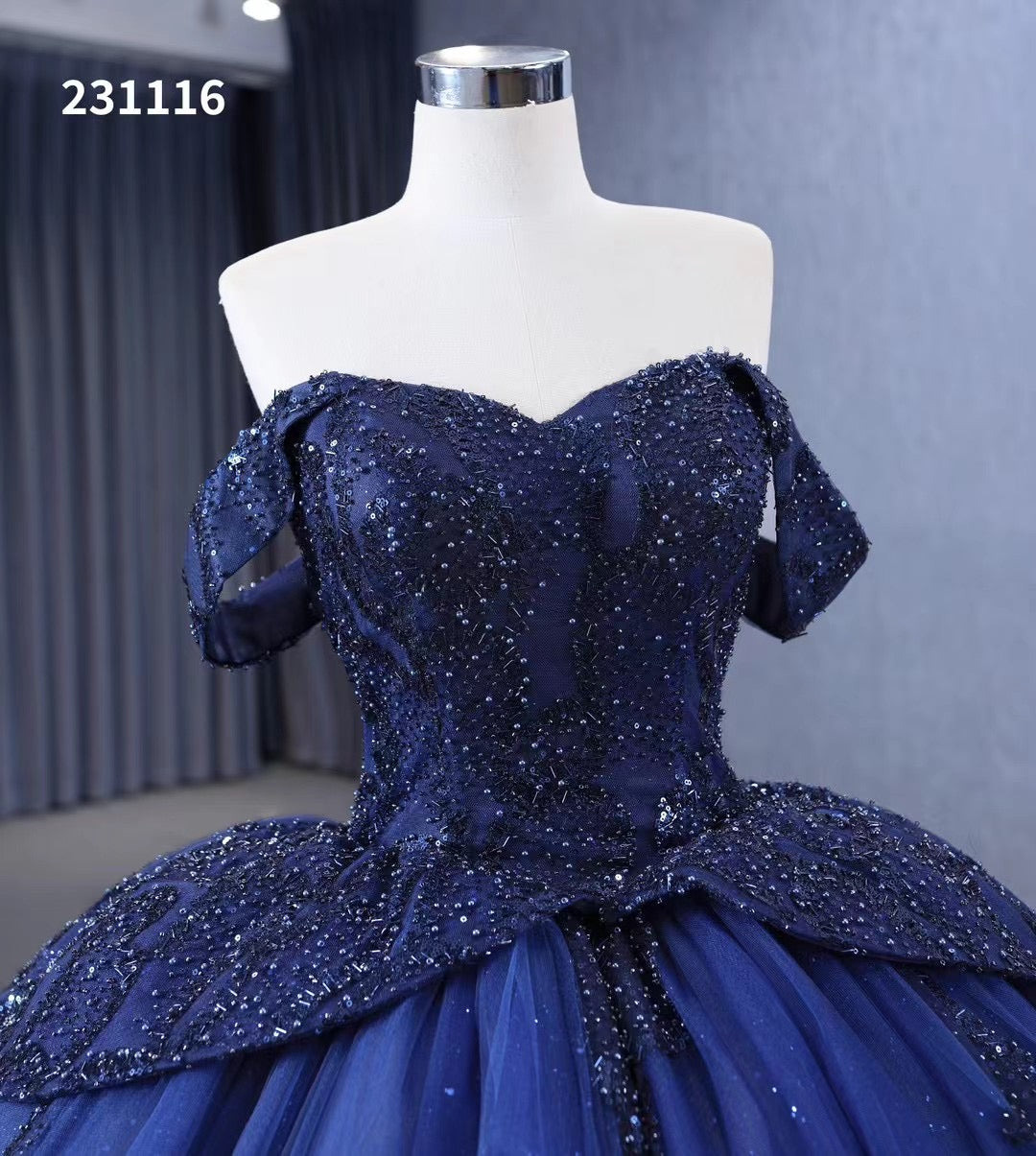 sweet 16 navy blue dresses Sparkly Royal Blue Ball Gowns Beaded Sweet 16 Ball Gown Quinceanera Dr – SELINADRESS