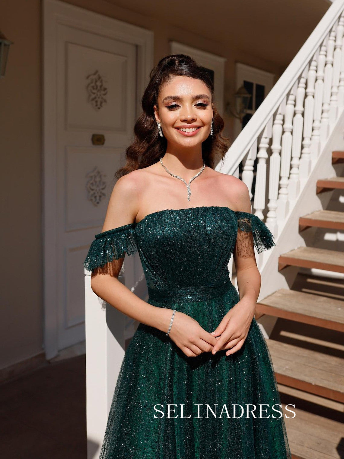 Square Neck Ankle-length Prom Dresses Sparkly Tulle Cheap Formal Dress SELINADRESS Square Neck Ankle-length Prom Dresses Sparkly Tulle Cheap Formal Dress SELINADRESS