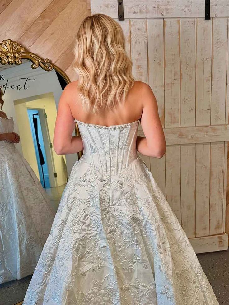 Strapless A line 3D Floral Long Prom Dress Formal Dresses SEA052|Selinadress