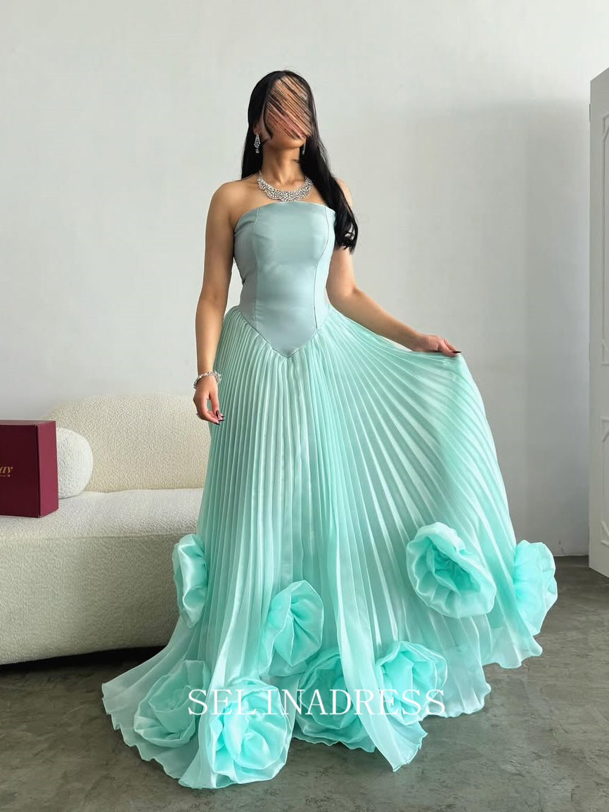 Strapless Long Prom Dress Formal Dress With Ruffles ann300|Selinadress