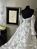 Strapless Long Sleeve Lace Ball Gown Wedding Dress Bridal Gowns lps003
