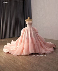 Strapless Pink Ball Gown Wedding Dresses Elegant Princess Dress 241146|Selinadress