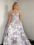 Sweetheart A-line Pink Floral Long Prom Dress Evening Dress sew0617|Selinadress