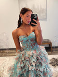 Sweetheart Blue Floral Ball Gown Evening Dress Long Prom Dress sew0612|Selinadress