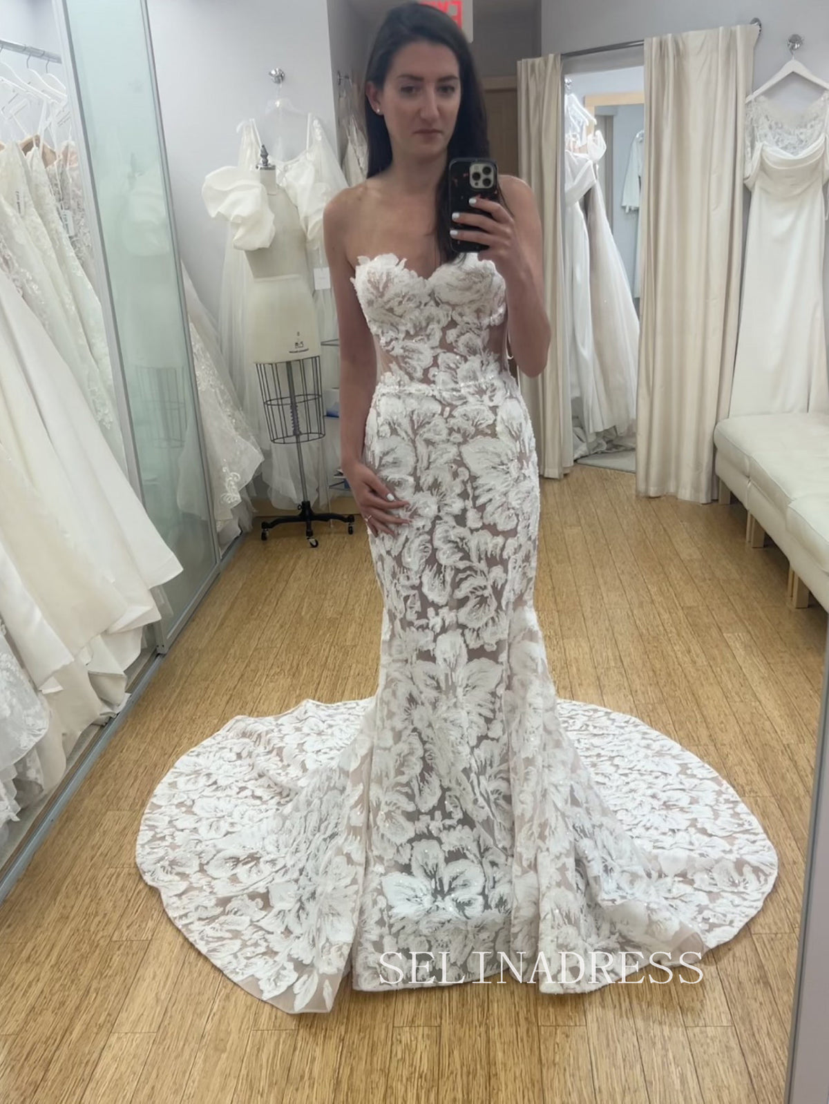 Sweetheart Floral Lace Wedding Dress Boho Mermaid Wedding Dress # SER0 SELINADRESS Sweetheart Floral Lace Wedding Dress Boho Mermaid Wedding Dress # SER0 SELINADRESS