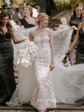 Sweetheart Mermaid Lace Wedding Dresses Rustic Ivory Bridal Dresses EVW003|Selinadress