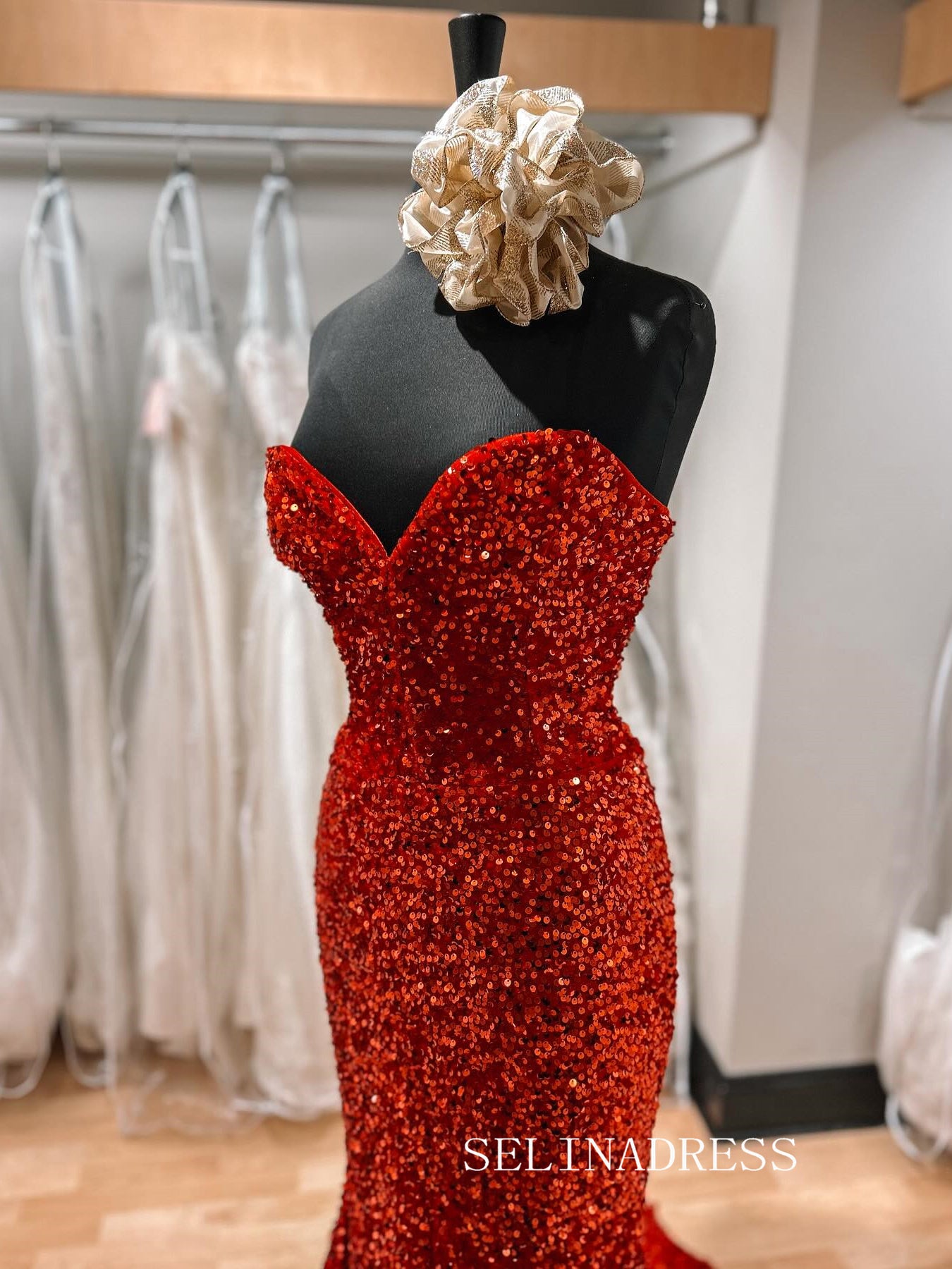 red sweetheart mermaid prom dress AMARRA 89062 Mermaid Prom Dress