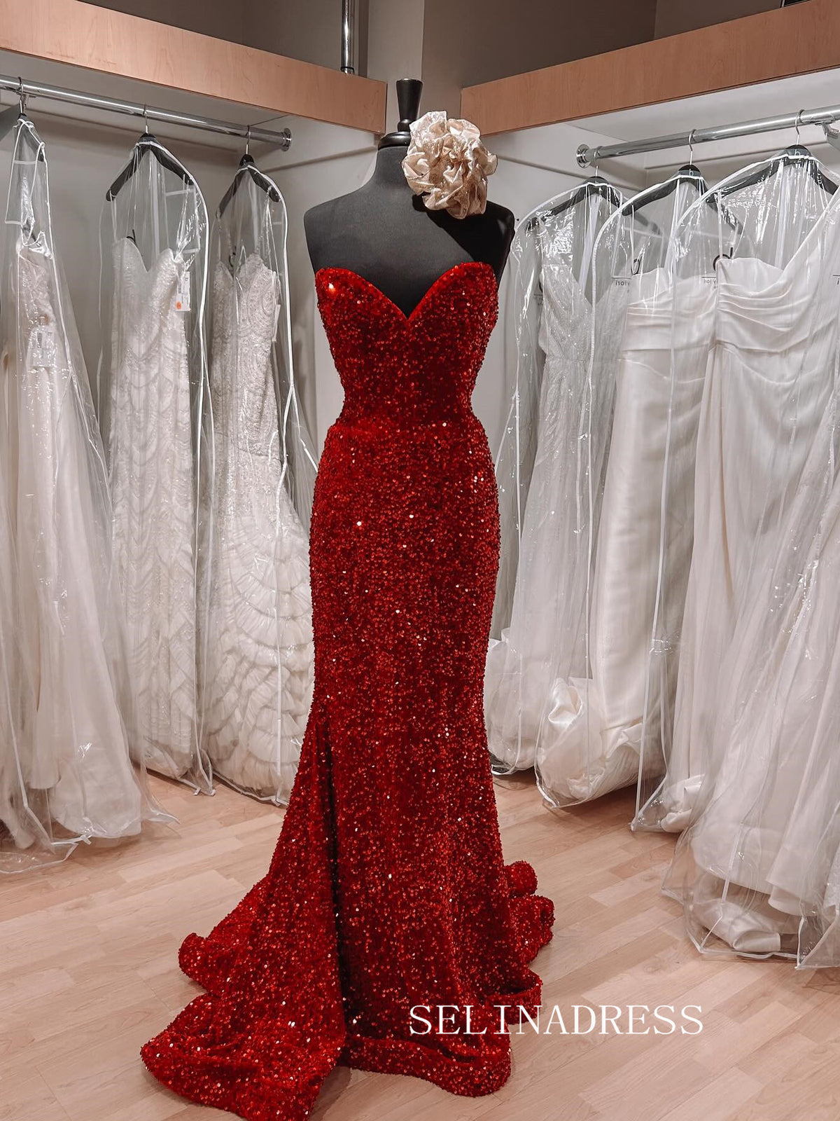 Sweetheart Mermaid Sequins Red Prom Dress Evening Dress SED0013 SELINADRESS Sweetheart Mermaid Sequins Red Prom Dress Evening Dress SED0013 SELINADRESS