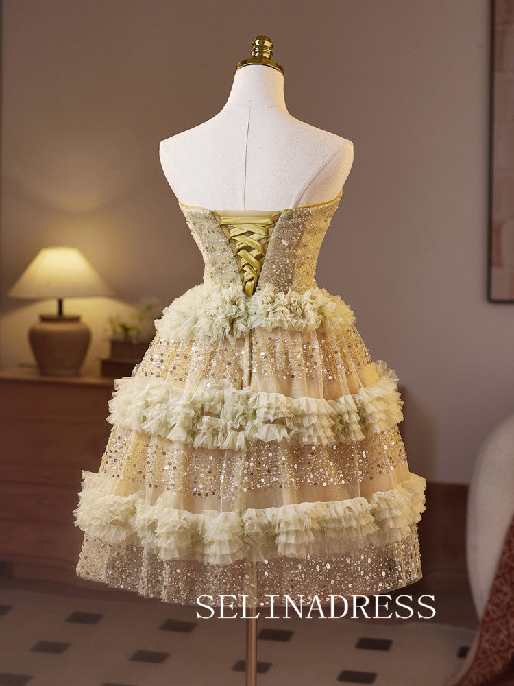 Sweetheart Muti Layered Cocktail Dress With Sequins Homecoming Dresses #ABC007|Selinadress