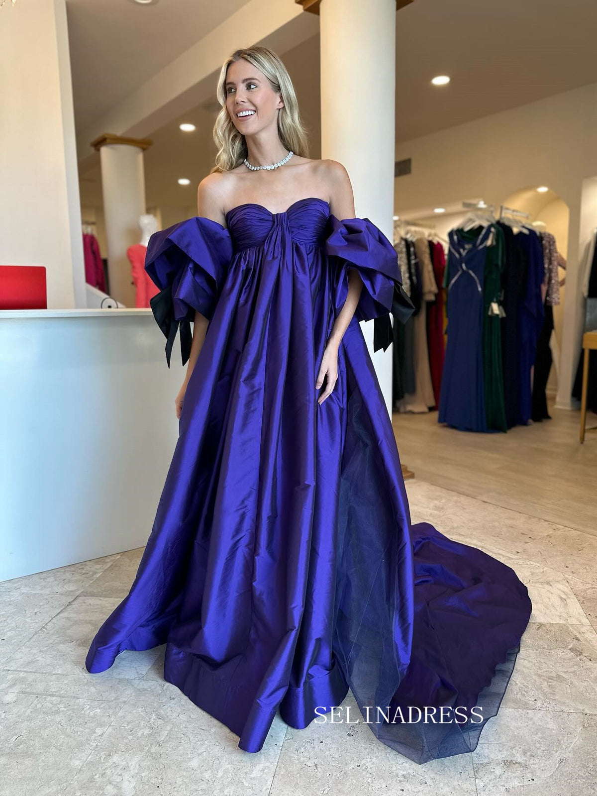 Sweetheart Neck Strapless Tafetta Prom Dress Evening Dress With Puff S SELINADRESS Sweetheart Neck Strapless Tafetta Prom Dress Evening Dress With Puff S SELINADRESS