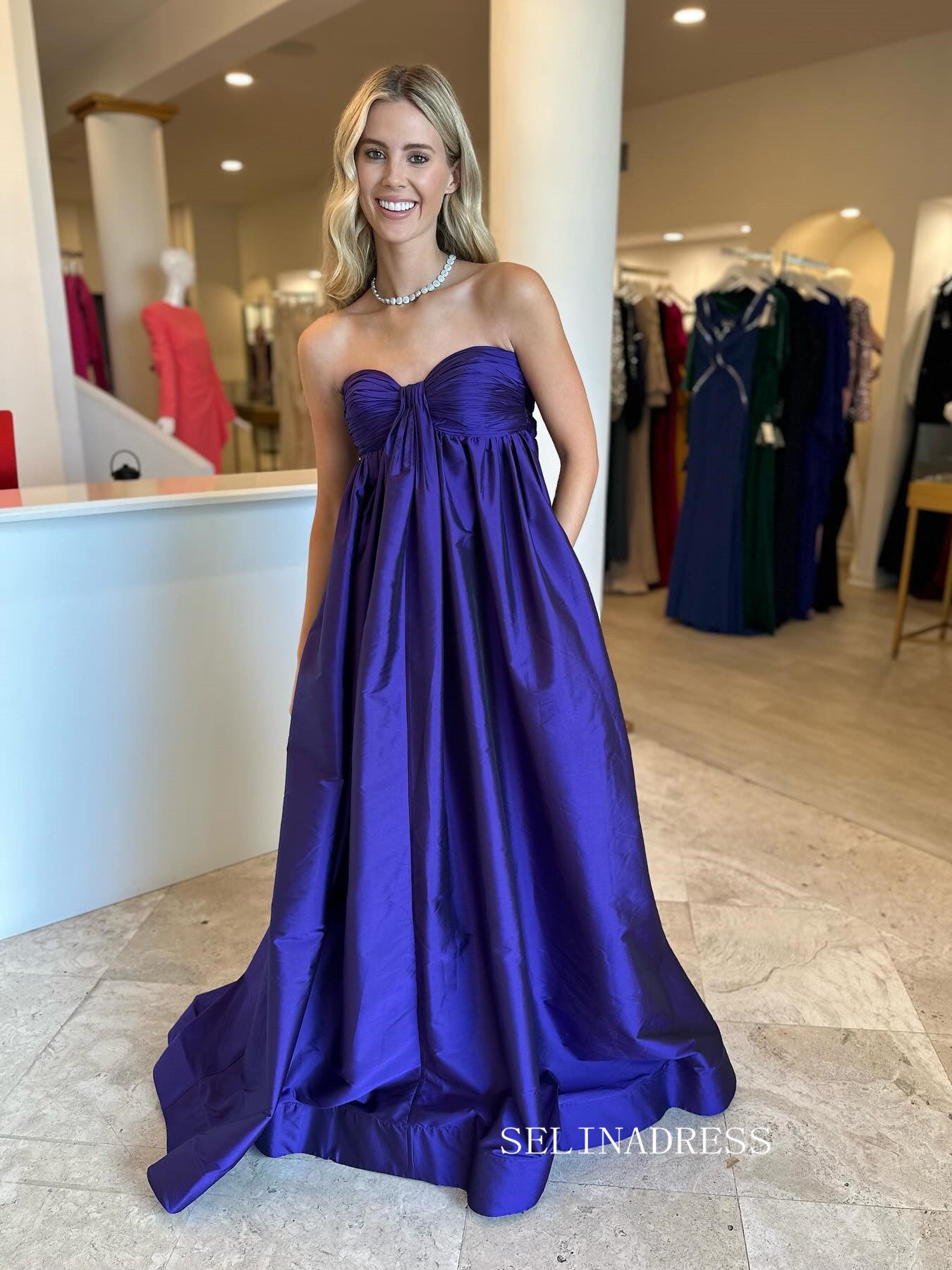 Sweetheart Neck Strapless Tafetta Prom Dress Evening Dress With Puff S SELINADRESS Sweetheart Neck Strapless Tafetta Prom Dress Evening Dress With Puff S SELINADRESS