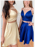 Two Pieces Spaghetti Straps Cheap Short Prom Dress With Bowknot Homecoming Dress kts103|Selinadress