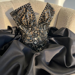 Strapless V neck Short Prom Dress Homecoming Dress With Rhinestone #TKL758|Selinadress