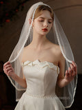 Simple One Layer French Lace Wedding Veils ALC022|Selinadress