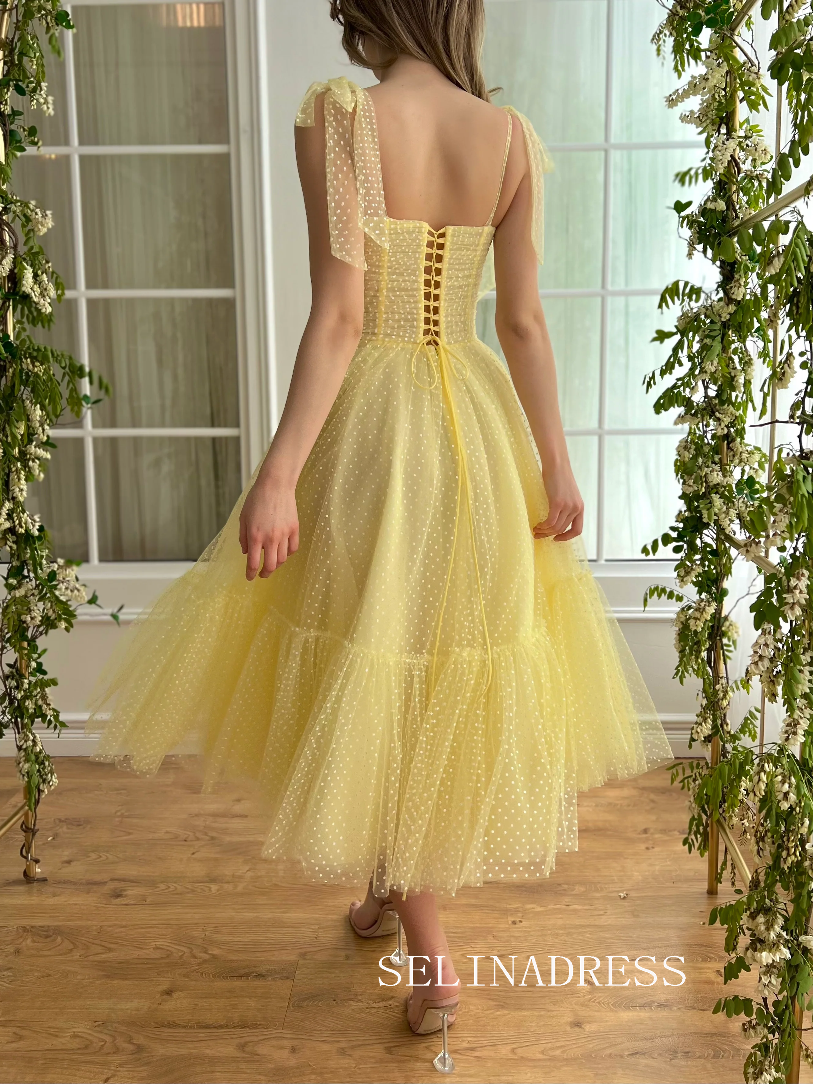 Yellow Short Wedding Dress Tea Length Tulle Prom Dresses Princess Evening Gowns EWR310 Yellow Short Wedding Dress Tea Length Tulle Prom Dresses Princess Evening Gowns EWR310