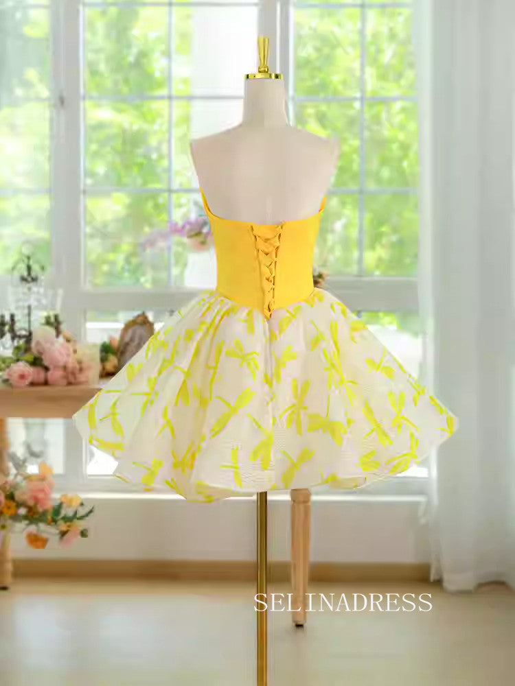 Yellow Sweetheart Cute Cocktail Dress Homecoming Dresses #ALI0031 SELINADRESS Yellow Sweetheart Cute Cocktail Dress Homecoming Dresses #ALI0031 SELINADRESS