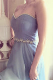 A-line  Blue Sweetheart Beading High Low Sleeveless Prom Dress GRD015