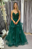 Cute tulle beads long prom dress A line evening dress TR0714