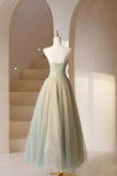 Cute tulle tea length prom dress A line evening dress TR0723