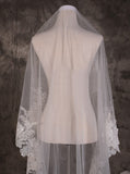 Long One Tier Lace Edge Cathedral Veil With Sequins Wedding Veils V25