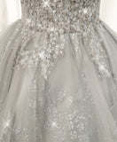 Gray sweetheart lace tulle short prom dress gray cocktail dress