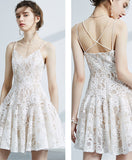 Cute white v neck lace short prom dress white evening dress